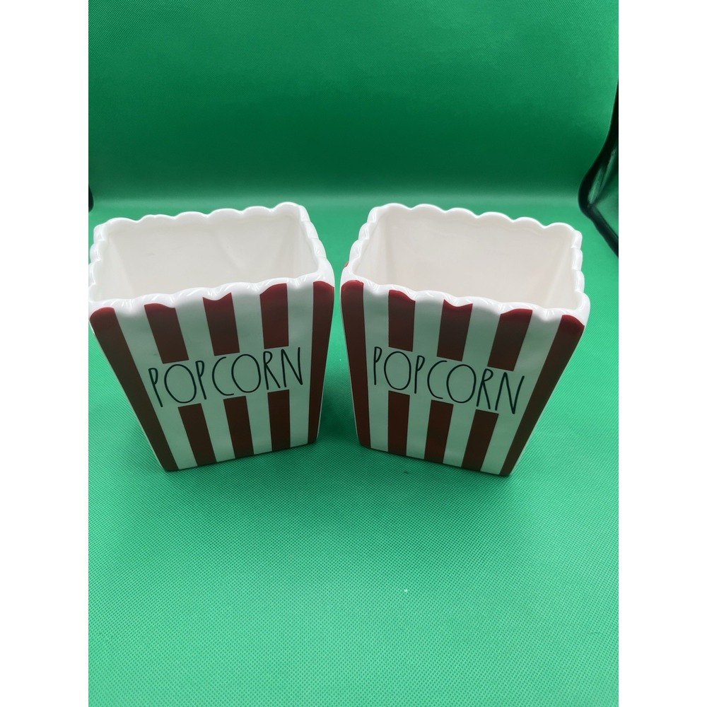RAE DUNN Red Striped Bucket POPCORN CONTAINERS Bowls NEW